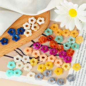 10pcs 15mm Flower-shaped Resin Charm Pendant, Acetate Acrylic Fresh Colors Hollow Flower Earring Charm DIY Jewelry
