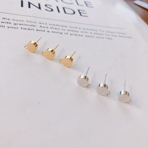 10 pc Gold Plated Round Earrings,Ear Stud,ROUND Post Earring with Loop,Ear Wire,DIY Earrings Accessories,Earring Attachment Jewelry Supplies
