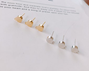 10 pc Gold Plated Round Earrings,Ear Stud,ROUND Post Earring with Loop,Ear Wire,DIY Earrings Accessories,Earring Attachment Jewelry Supplies