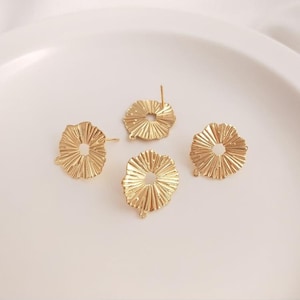 8pcs Gold Plated Brass Earring Posts,Round Shape Ear Stud Earring,Post stud with loop,Accessories Jewelry Making,Earring Finding