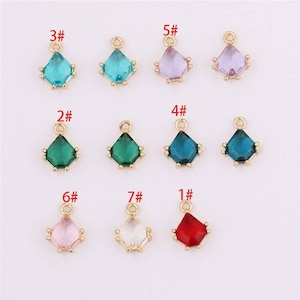 10 Stück Vintage Glas Charme, Rahmen Glas Edelstein Anhänger Perlen, Zirkon Teardrop Birthstone Charme, April Birthstone Charme, zur Schmuckherstellung