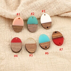 10pcs Epoxy Resin charms Pendants,oval Translucent Resin Findings, Wood and Resin Pendant, Color Blocked, Resin connector,Earrings supplies