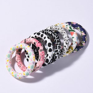 1/5Pcs Print Silicone beadable O rings ,Large Loop with 2 hole, Round Focal Bead Silicone Ring, for Car Charm Hanging Ornaments