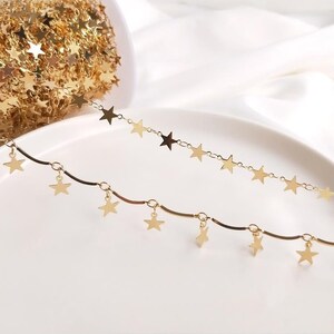 1 Meter 14K Gold Plated Brass Chain, Gold Star Chain, Gold Bracelet Chain, Star Necklace chain, Jewellery findings
