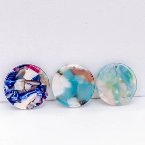 10pcs Round Circle Acetate Celluloid charm pendant Summer earrings Colorful Acrylic Connector Charm Diy Jewelry Accessories Minimalist