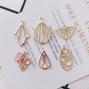 10pcs Alloy Hollow Fan Shape Charm, Geometry Charms,leaf Pendant charm Earring Findings, Jewelry Making, Diy Material, Jewelry Supplies