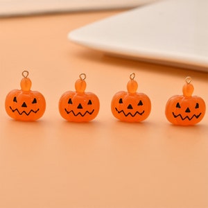 10Pcs Resin Pumpkin Charm, Transparent Ghost Pendant, Halloween Charm,Halloween Earrings Charms,DIY Jewelry Making Supplies