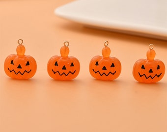 10Pcs Resin Pumpkin Charm, Transparent Ghost Pendant, Halloween Charm,Halloween Earrings Charms,DIY Jewelry Making Supplies
