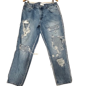 Distressed Denim Trousers Mens,  Vintage Designer Blue Jeans