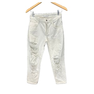 Guess White Jeans Ladies, White Denim Trousers, Vintage Straight-Legged Distressed Style Jeans