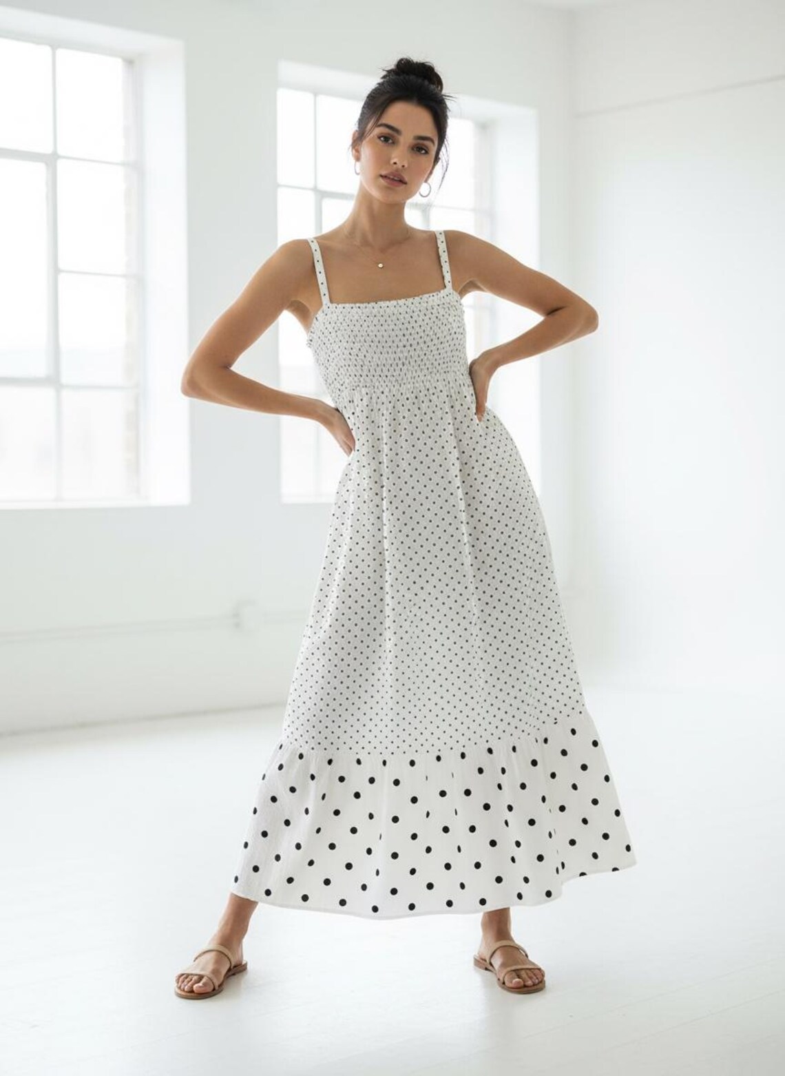 Summer Polka Dot Dress, Sleeveless Vintage Dress, foto 4 di 5