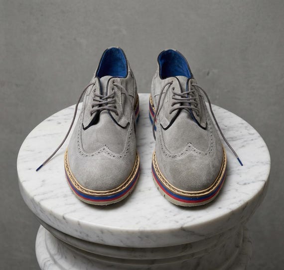 Vintage Grey Suede Brogues - Men's EU44 US10