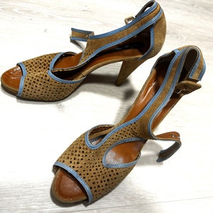 Soft Suede Camel Sandals, Vintage Sandals
