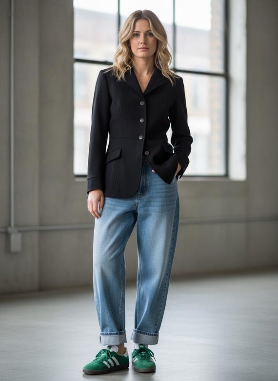 Anna Sui Ladies Blazer, Black Italian Designer Vintage Blazer for Capsule Wardrobe