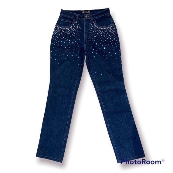 Gai Mattiolo Jeans With Rhinestones, Vintage Denim Pants Gai Mattiolo Jeans With Rhinestones, Vintage Denim Pants