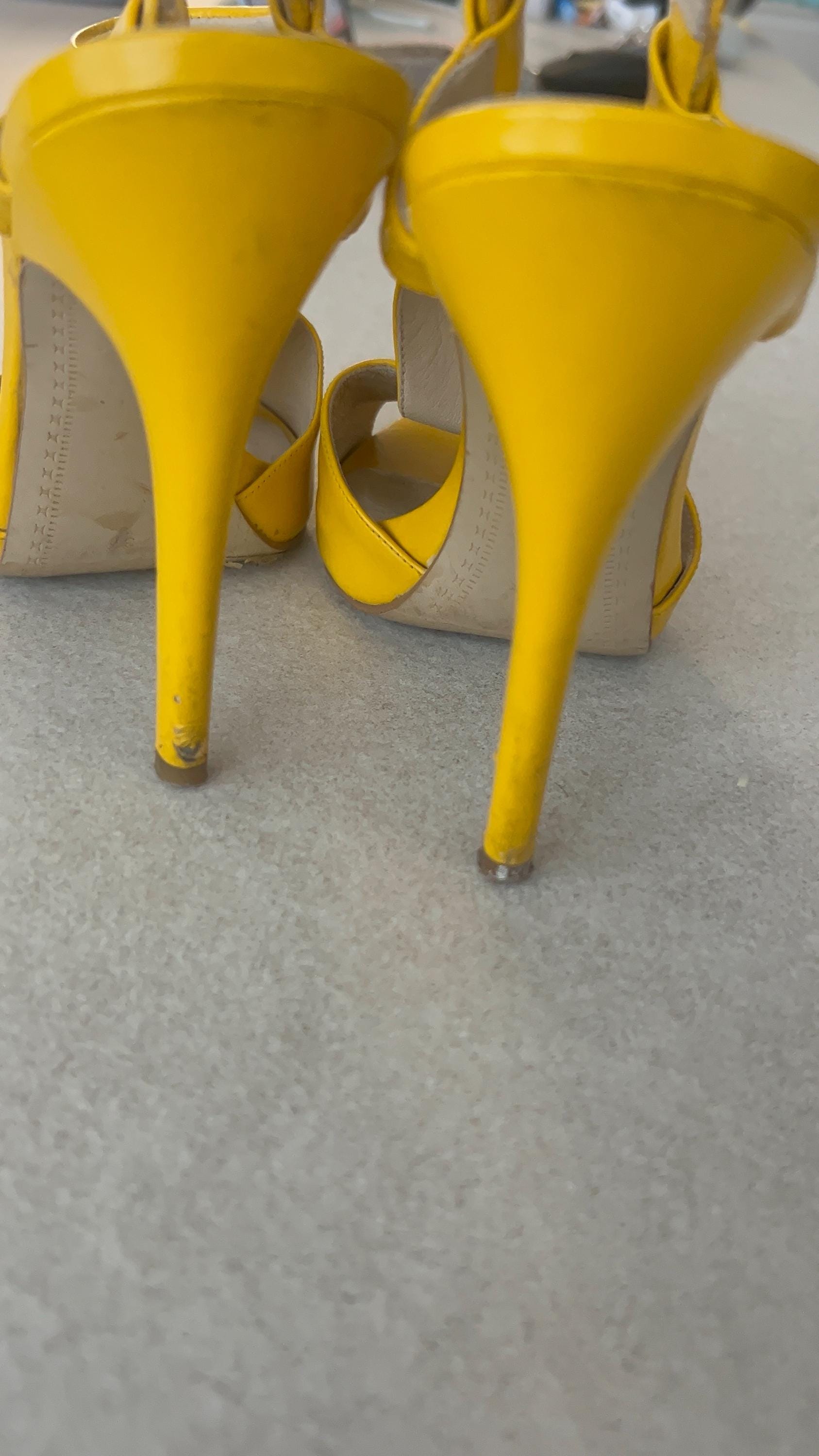 Stella Luna Yellow Heels, Vintage Sandals - Etsy