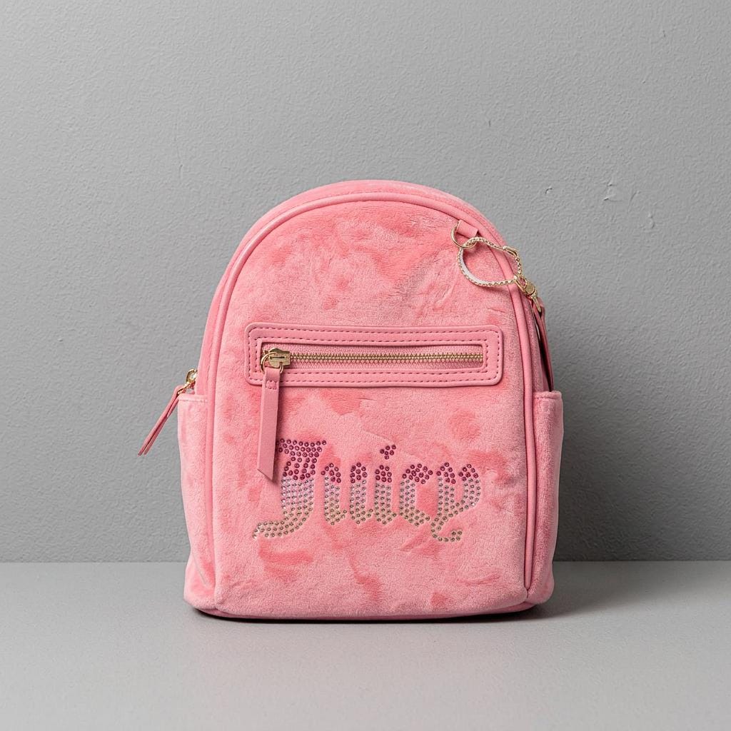 juicy couture mini backpack velvet Miss Bow Backpack, Pink Flash Faux Leather with Embossed Logo & Front Zip Pocket : Clothing, Shoes & Jewelry The Juicy Couture Quilted Backpack Shape Pillow is a stylish and playful accent for any room New White Blue Juicy Couture
