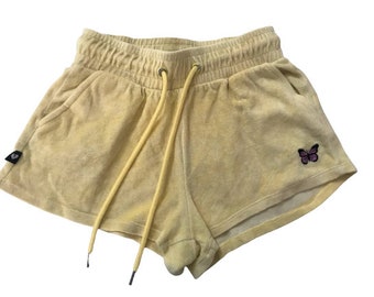 Terry Velours Shorts Ladies, Vintage Banana Yellow Shorts