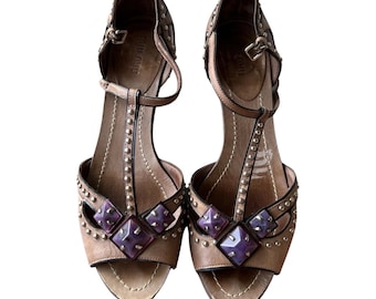 Miu Miu Vintage Denim Kitten Heels With Flower Appliqué - Etsy