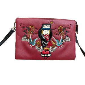 Moschino Vintage Tasche, Bordeauxrot Handtasche mit Gurt