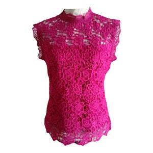 Nanette Lapore Lace Vintage Blouse, Sleeveless Fuchsia Blouse