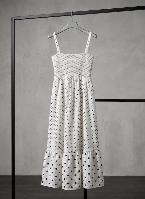 Summer Polka Dot Dress, Sleeveless Vintage Dress