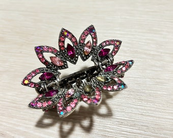 Hair Clip With Pink Stones, Vintage Hair Accessories
