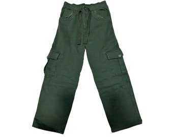 Marie Chantal Cargo Boys Pants, Vintage Olive Green Boys Pants