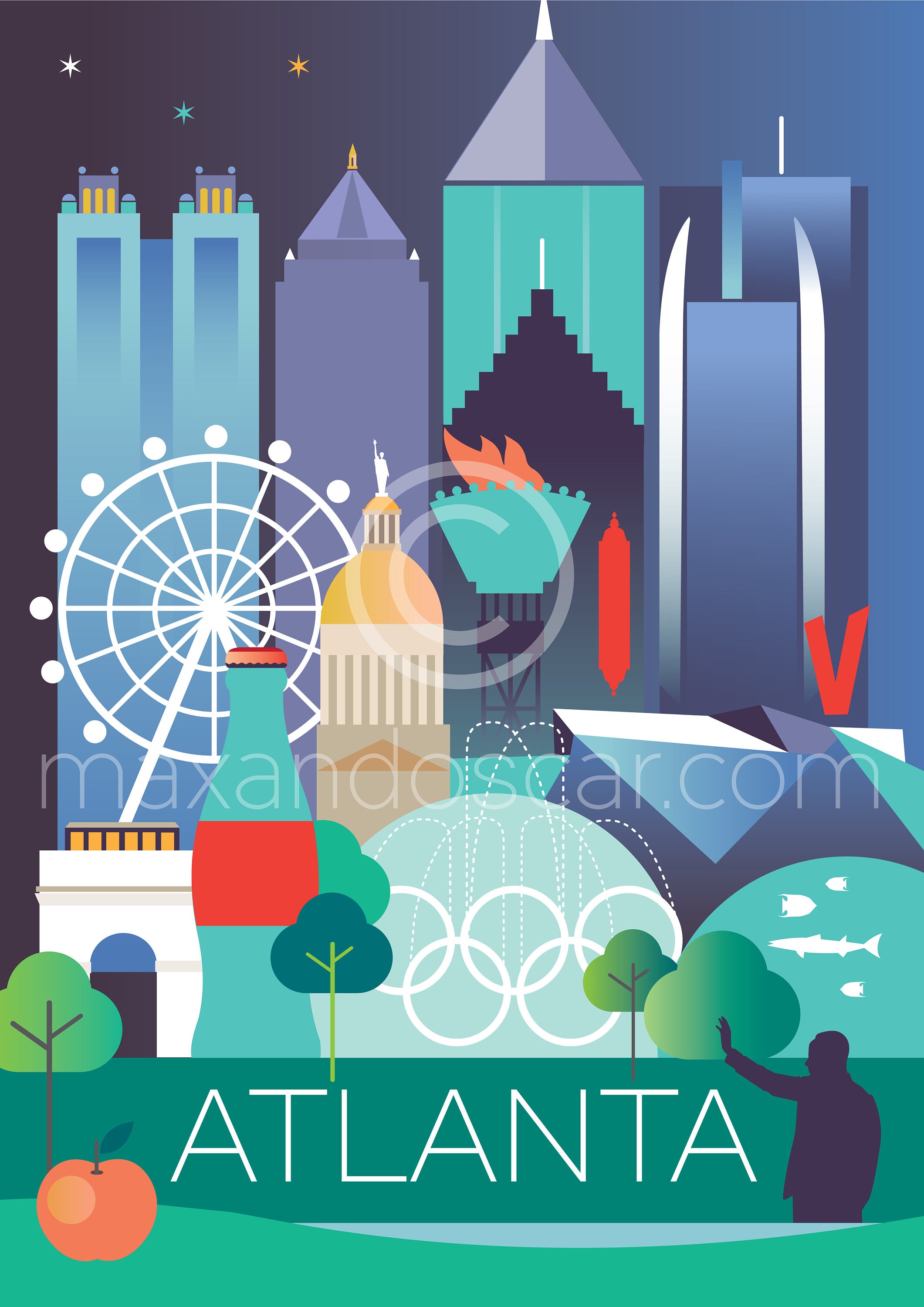 Atlanta Postcard Etsy
