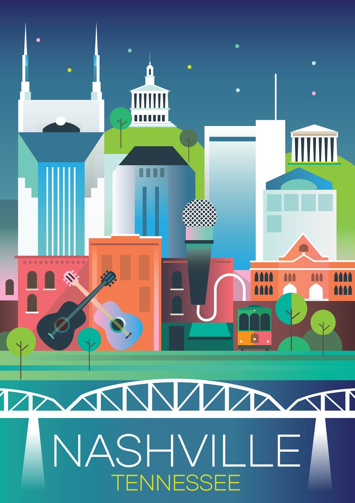Nashville Postcard | Etsy