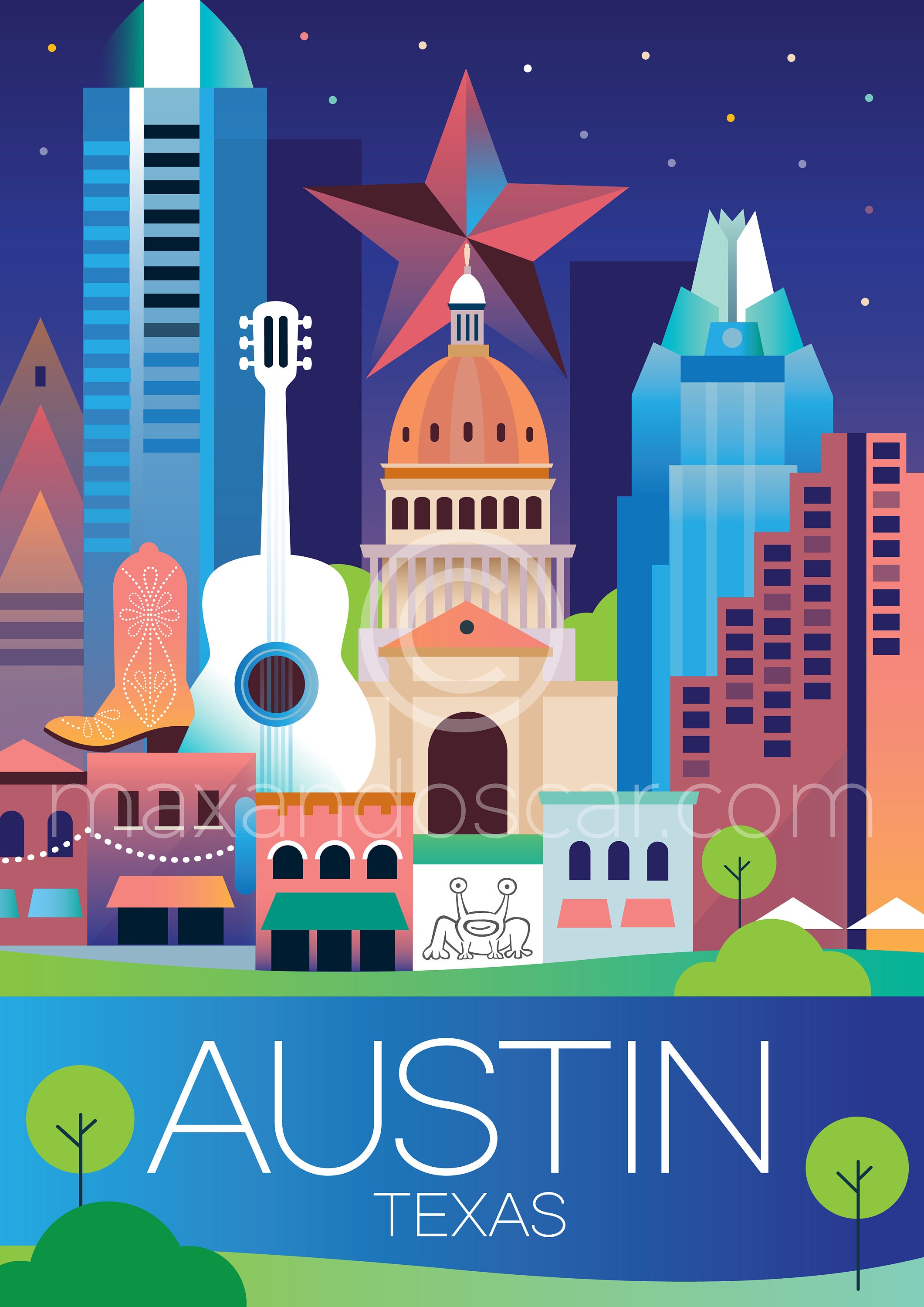 Austin Postcard - Etsy