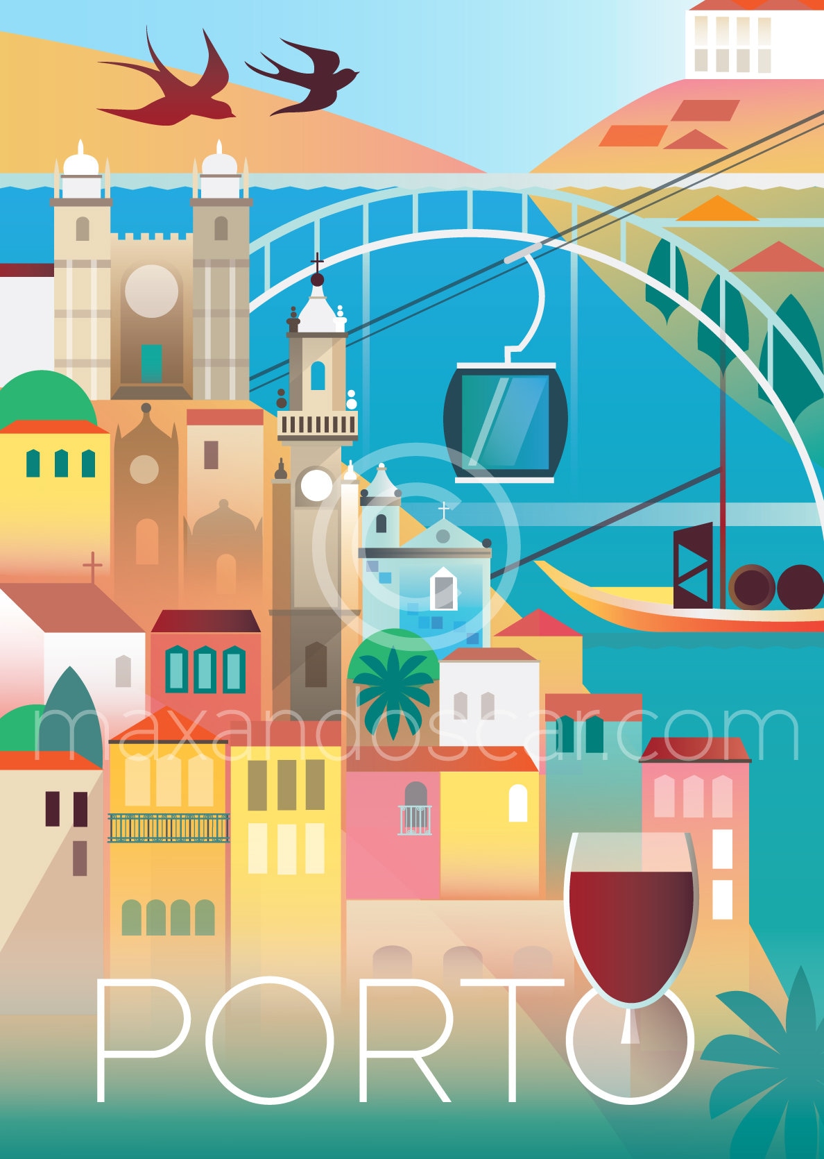 Porto Postkarte Etsy