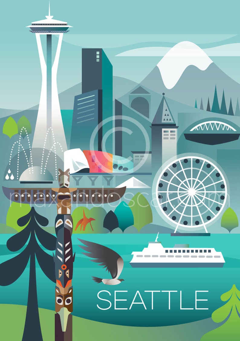 Seattle Postcard Etsy