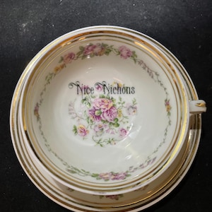 Nice Nichons, vulgar coffee / tea cup, funny upcycled tasse jurons, vintage gift, Durrant & Dove
