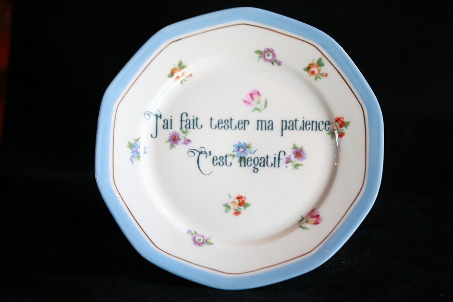 Funny Plate - J'ai Fait Tester Ma Patience, C'est Négatif Rude Insult Porcelain Cadeau Unique Not Vi