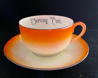 Tazza da portata divertente e volgare, regalo unico in porcellana vintage riciclata