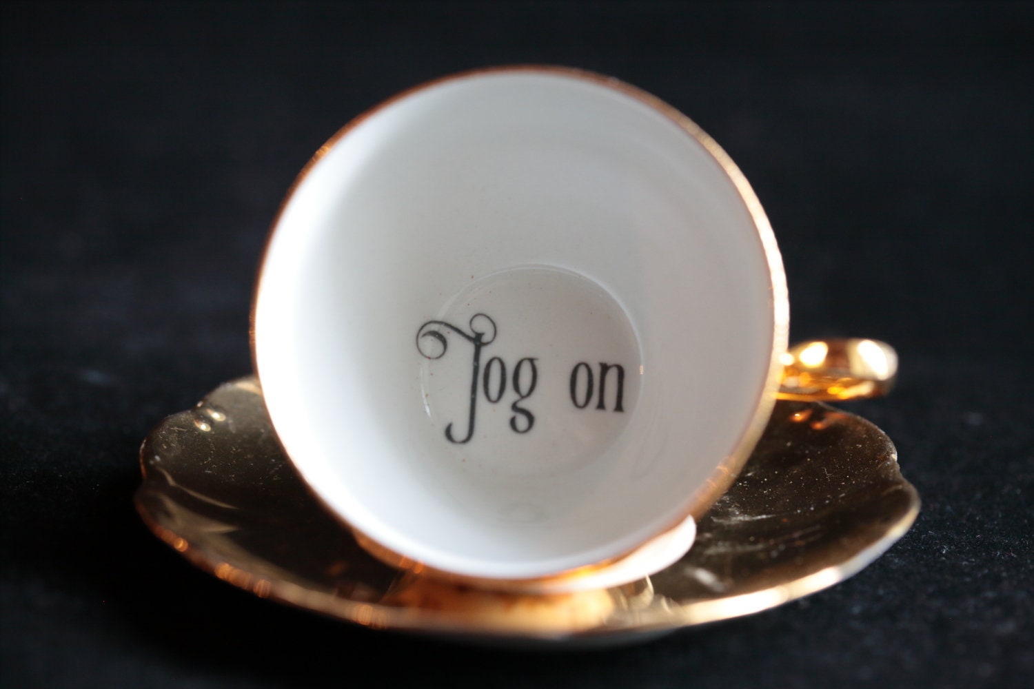Funny Cup - Jog On Tasse à Expresso Vintage Cadeau Upcyclé Des Amateurs de Café Pas Vinyle Swear Tea
