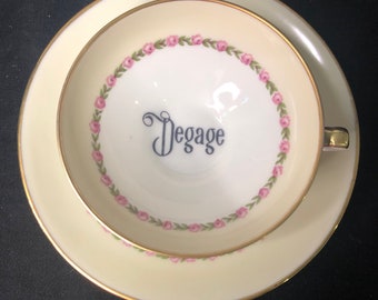 Degage, tasse jurons, upcycled unique vintage expresso porcelaine Durrant colombe