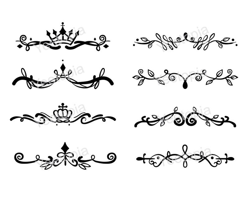 Download Digital Hand Drawn Text Dividers Decorative Borders Tattoo Design Floral Border Text Decoration Dividers Clip Art Swirls Border Cut File Svg Home Hobby Craft Supplies Tools Kromasol Com