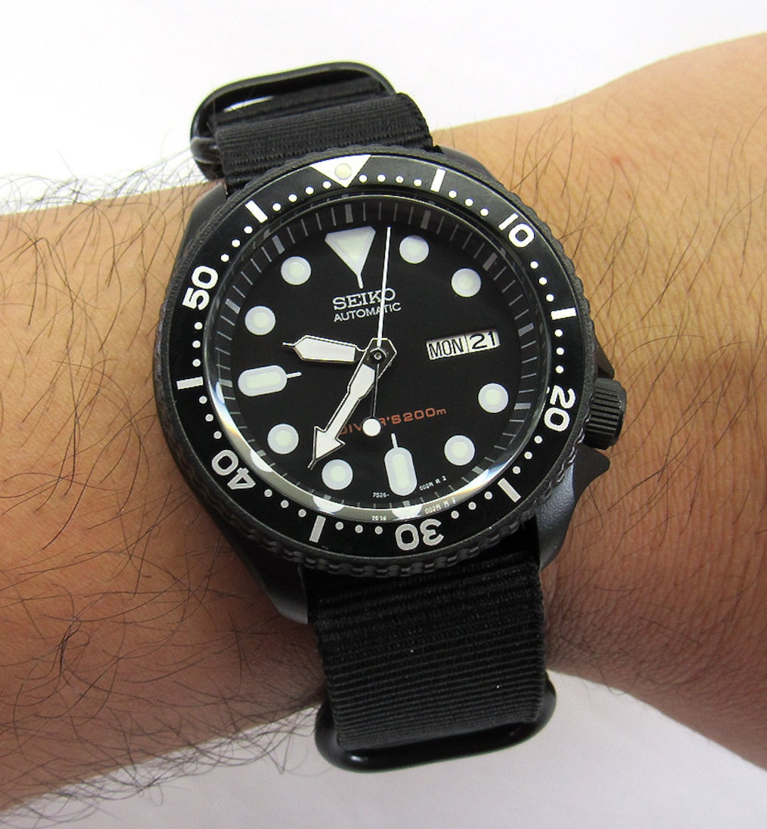 godt Hende selv score Seiko Skx007 Divers Men's Watch Seiko Mod Black Cerakote - Etsy