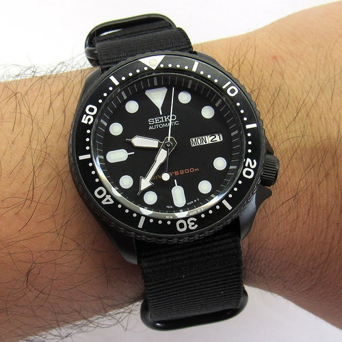 Seiko Skx007 Divers Men's Watch Seiko Mod Black Cerakote | Etsy