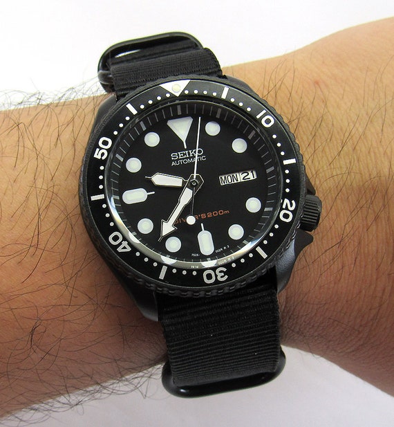 Seiko Skx007 Divers Men's Watch Seiko Mod Black Cerakote - Etsy