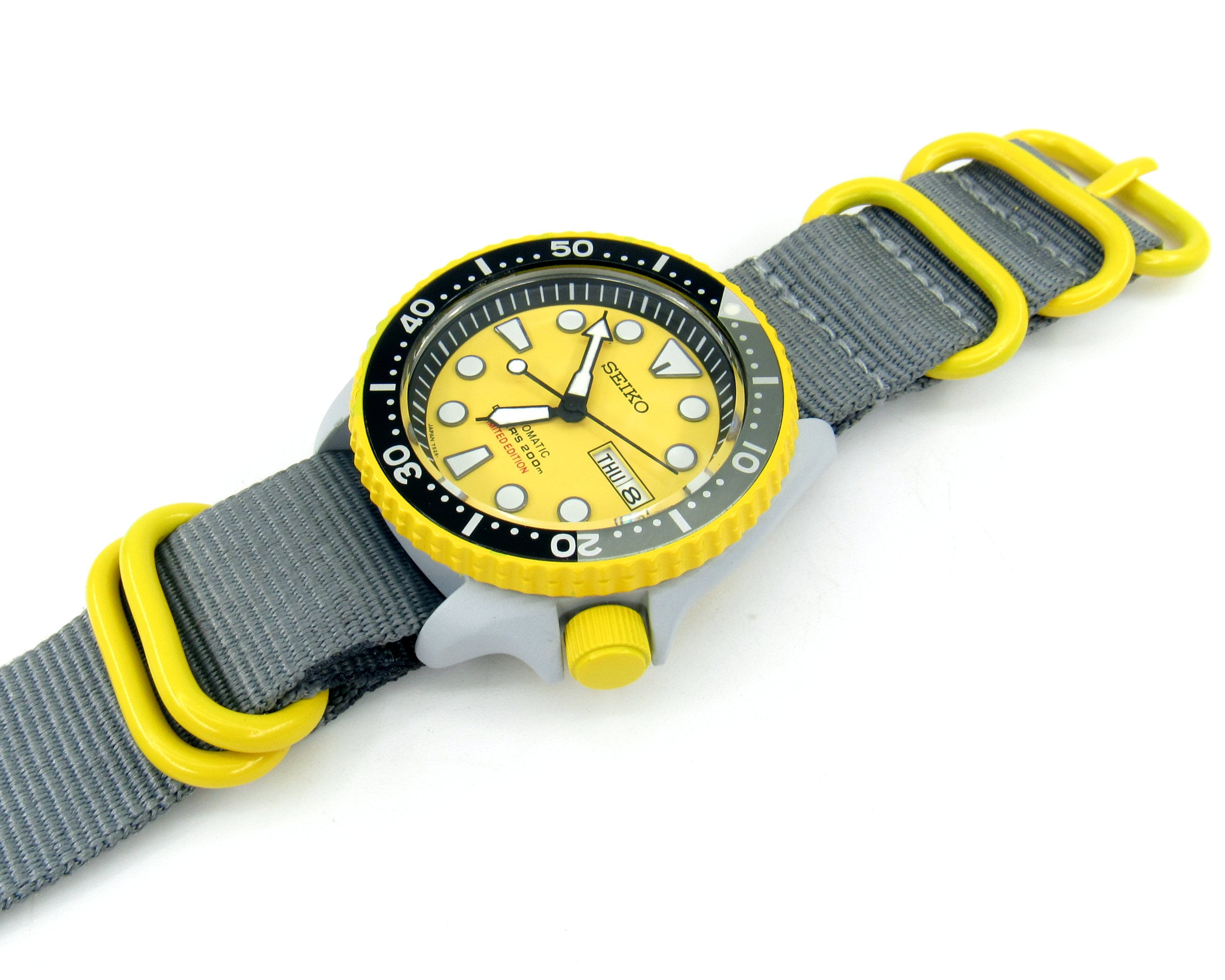 Seiko Skx007 Divers Men's Watch Seiko Mod Yellow Gray - Etsy