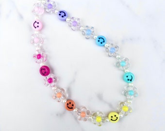 Beaded Smile with Flower Phone Charm l Phone Strap l Cute Phone Charm