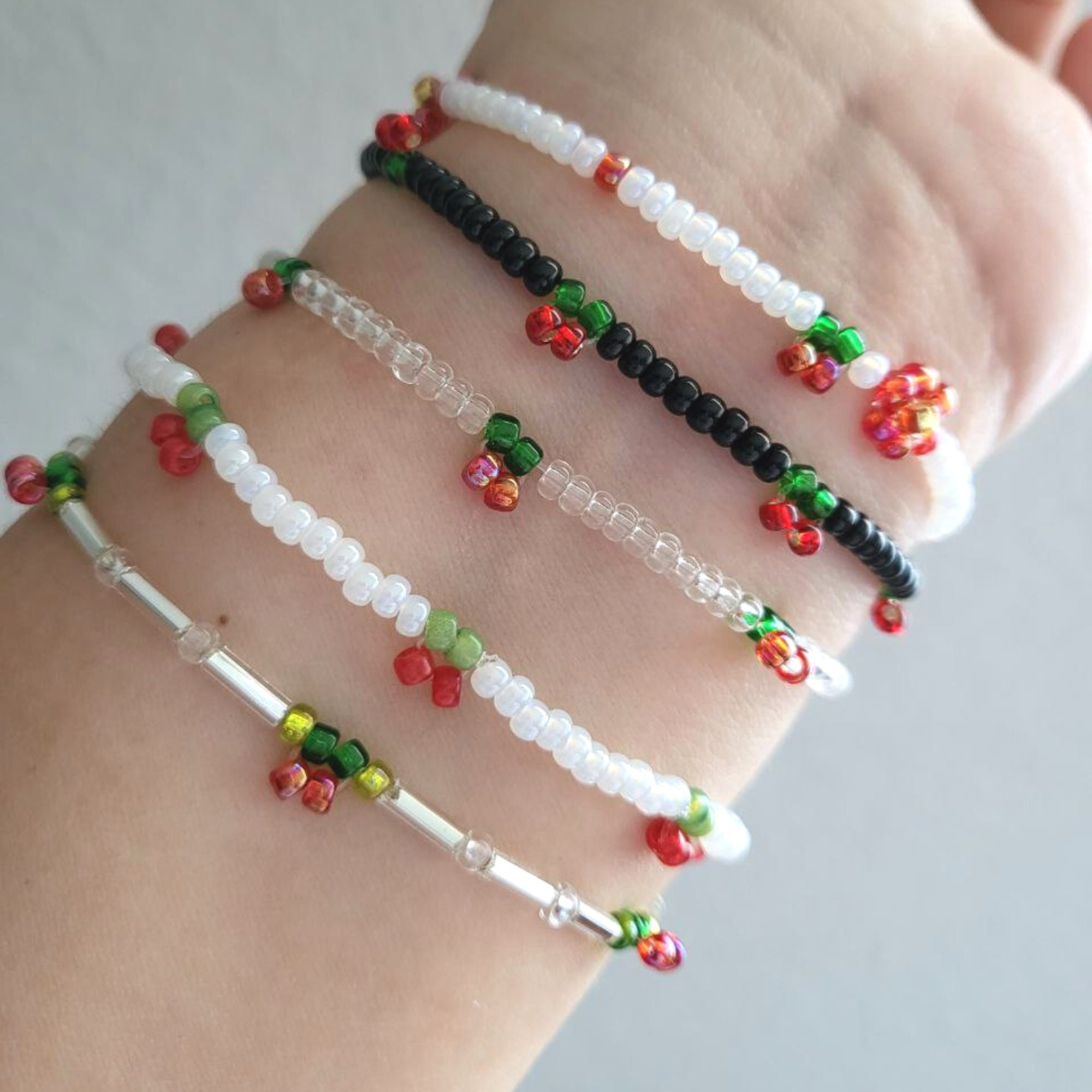 Handmade Cherry Bead Bracelet - Etsy