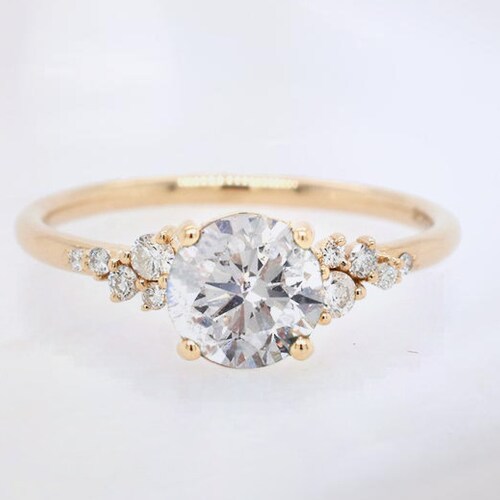 Round Moissanite Engagement Ring 14k Yellow Gold Over 925 - Etsy