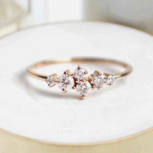 Moissanite Engagement Ring Cluster Wedding Ringmoissanite | Etsy