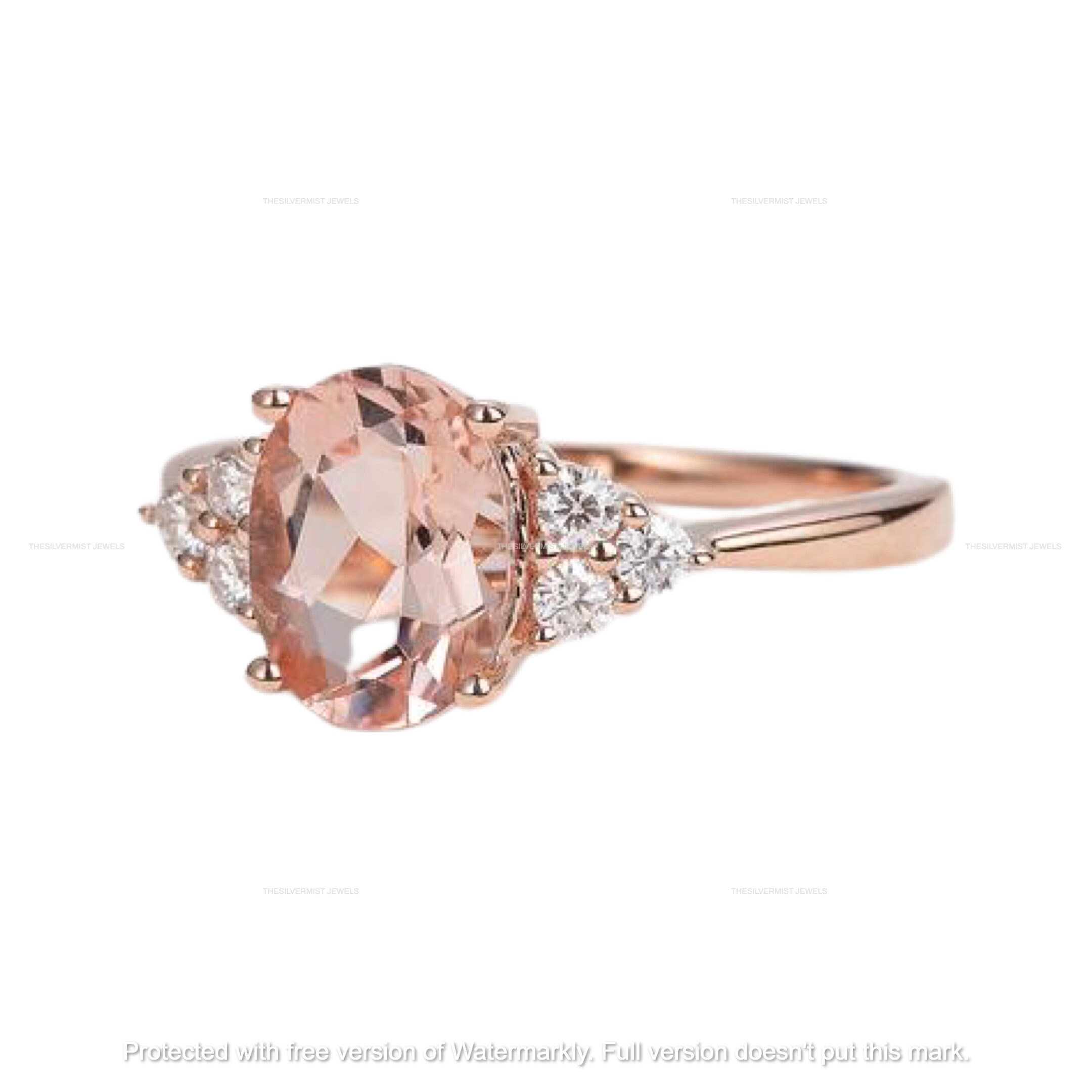 Morganite Ring 14k Rose Gold Engagement Ring Over 925 | Etsy