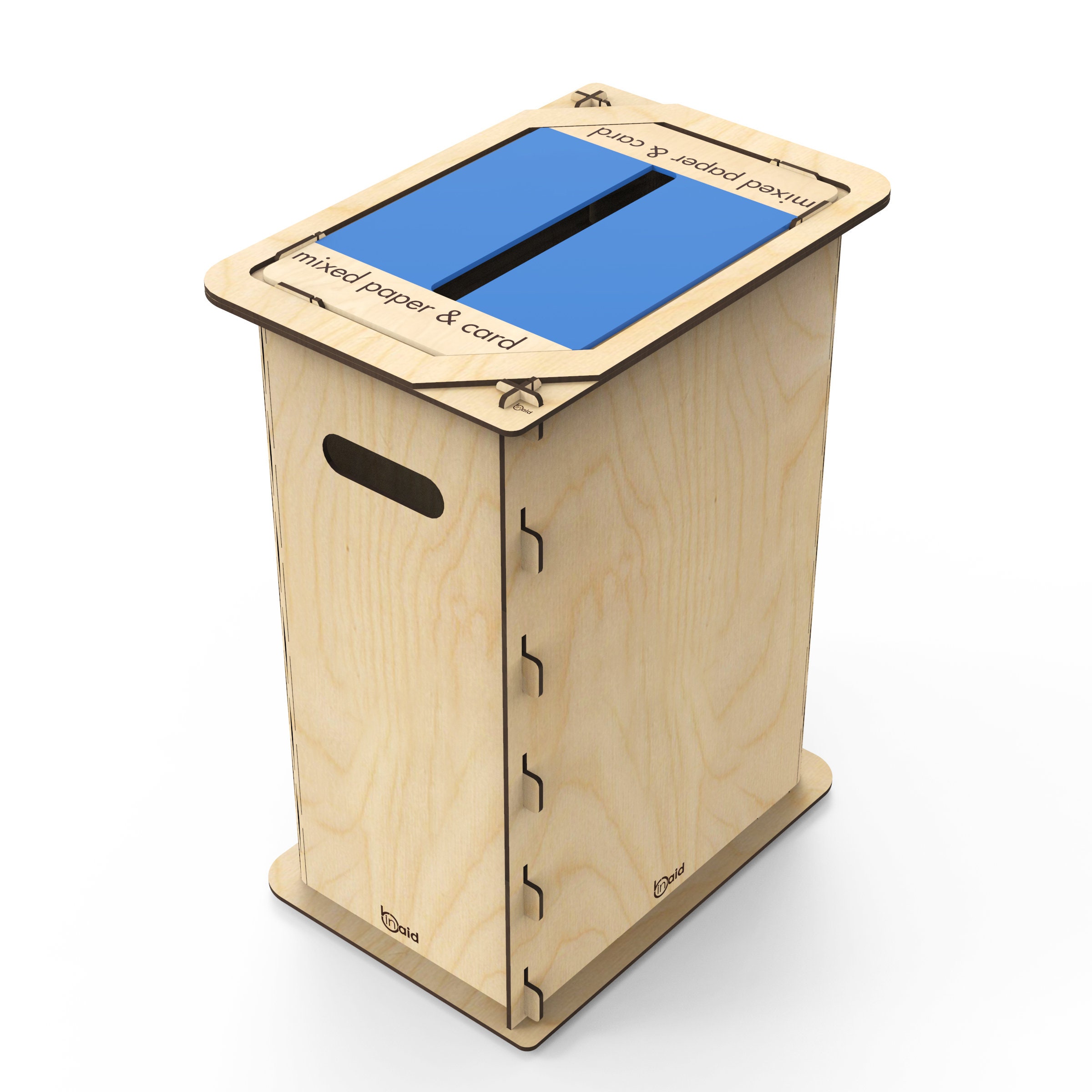 Recycle Bin Robust Wooden Design With Blue Paper & Card Lid. - Etsy UK