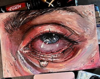 Mirror Of Your Soul - Origineel acrylschilderij, donkere kunst, muurdecoratie